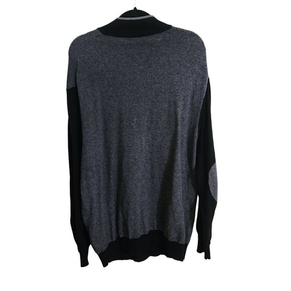 Joseph Jos A. Banks Black Gray 1/4 Zip Elbow Patch Grandpa Sweater Size XXL - Picture 2 of 4